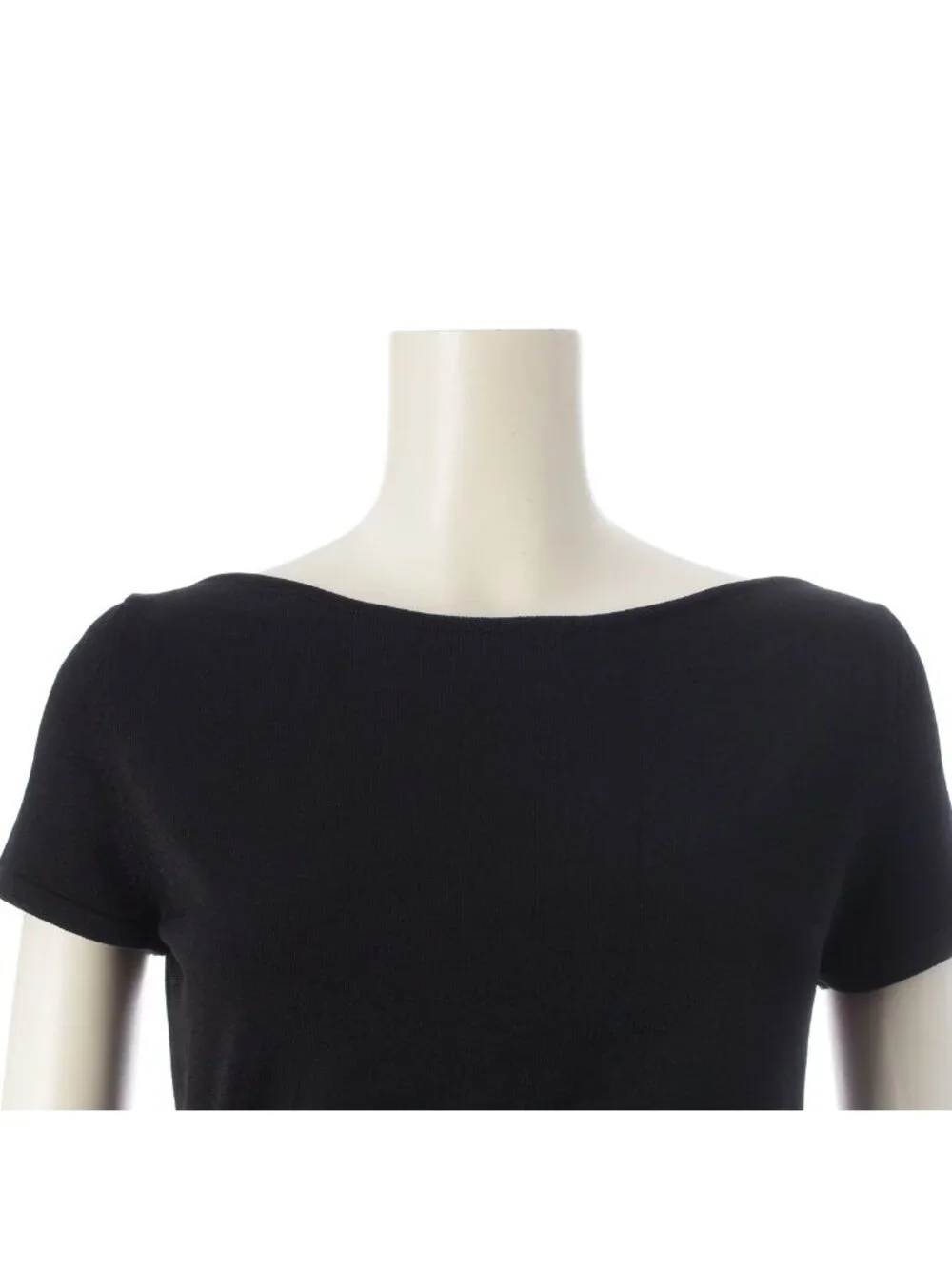 Chanel Rayon Polyester Short Sleeve Gathered Design Boat Neck Lion Charm Dress